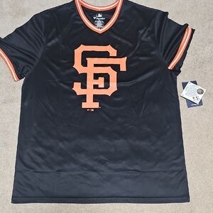 San Francisco Fanatics Black and Orange V-Neck Jersey